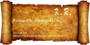 Kossuth Radován névjegykártya